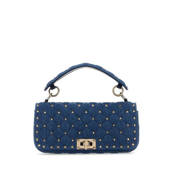 VALENTINO GARAVANI Handbags - VALENTINO GARAVANI Denim Rockstud Spike Handbag
